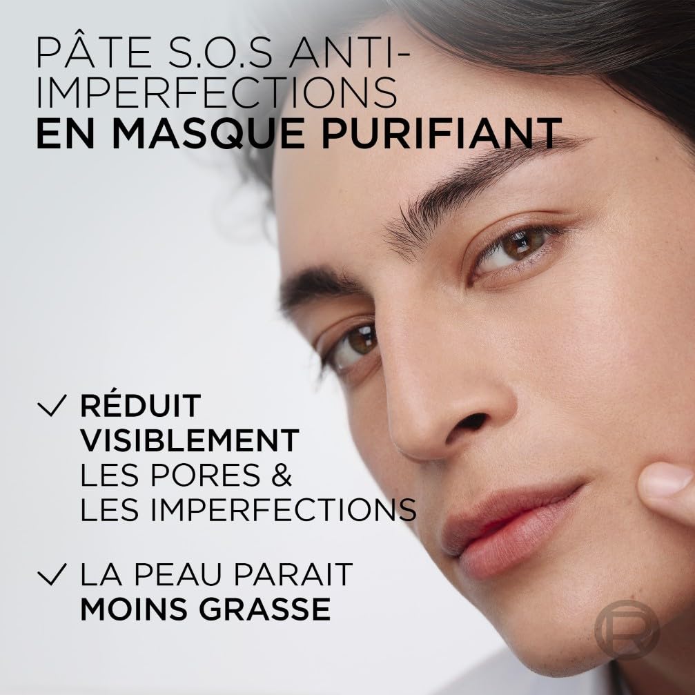 L'Oréal Men Expert - Pâte S.O.S Anti-Imperfections - Soin Localisé Anti-Boutons et Masque Purifiant - Enrichie en Niacinamide et Acide Glycolique - Derma Control - 45 ml