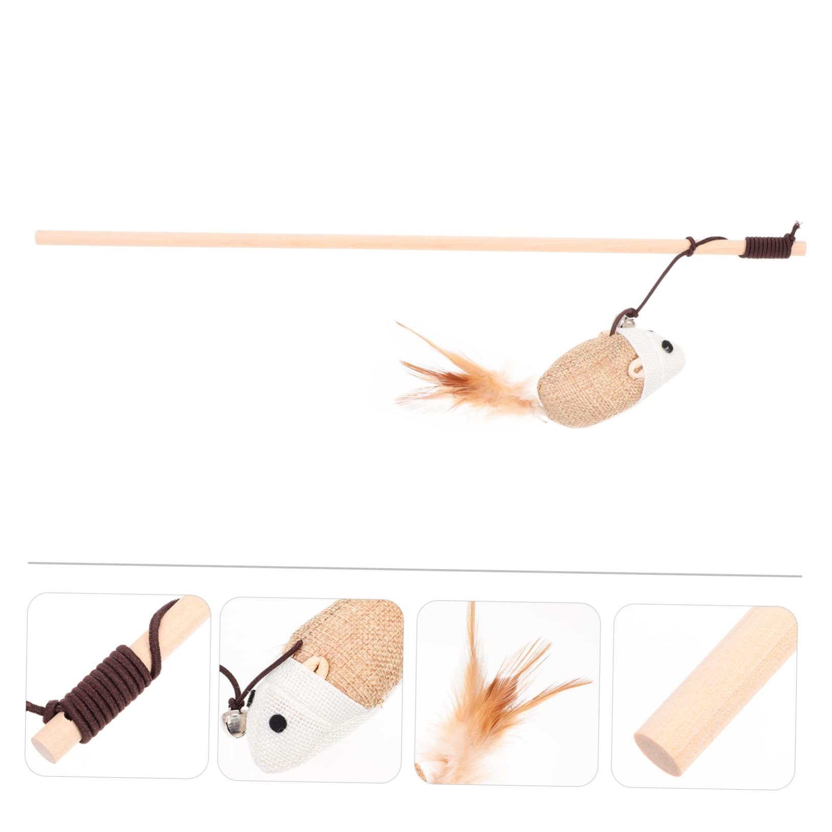 ibasenice Jouet Chat Interactif Forme De Chaton avec Clochette Bâtonnet Amusant Portable pour Chat