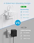 1 Adaptateur de prise de voyage européen Pack, VINTAR PD 35W Adaptateur pliable de type C avec 4 AC Sorties 3 USB Ports(2 USB C), Chargeur de voyage pour le Canada vers la majeure partie de l'Europe Italie Espagne France Portugal