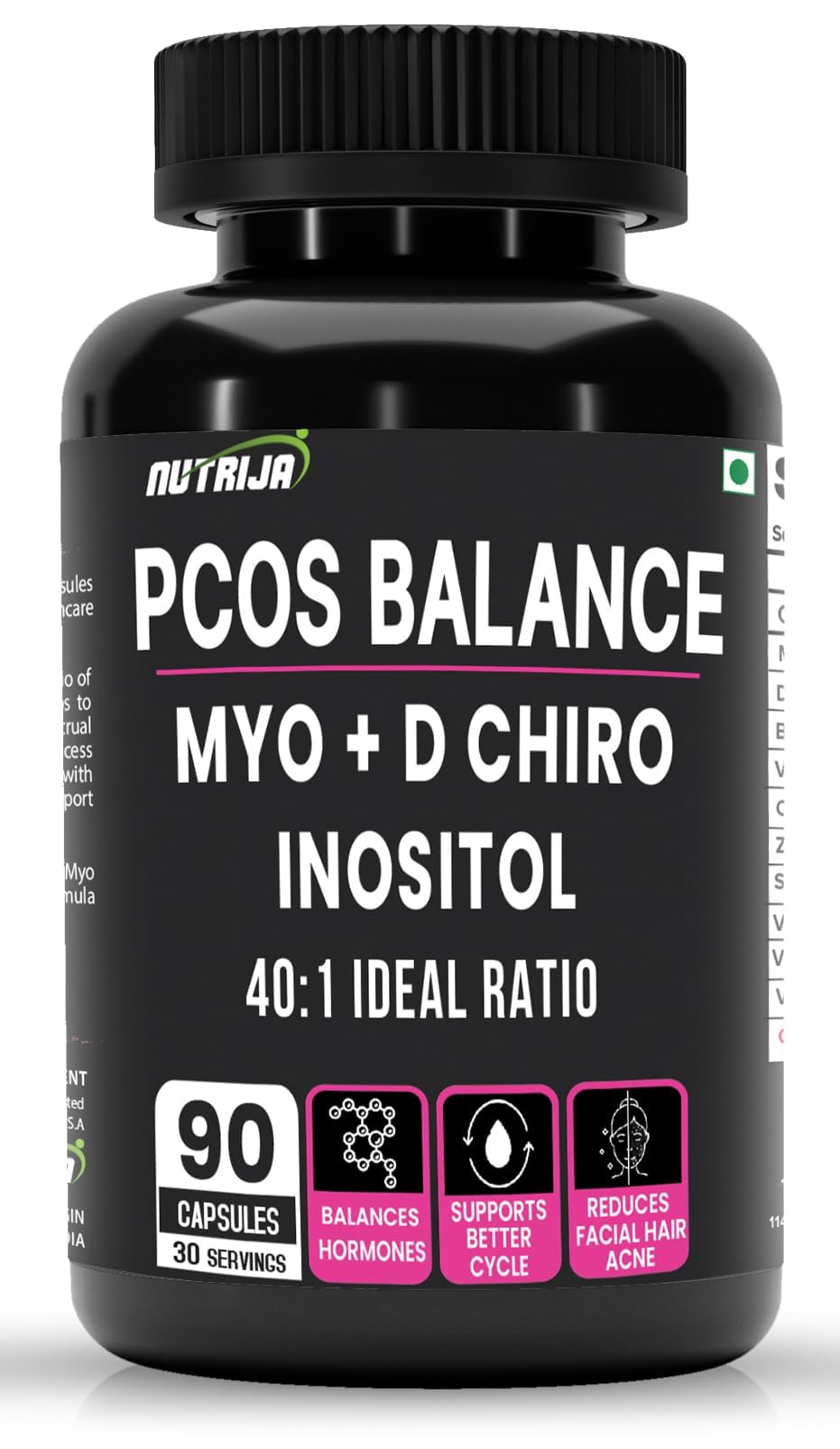 PCOS Balance Supplement 40:1 Ratio 2000mg Myo-Inositol to 50mg D-Chiro-Inositol (90 Capsules)