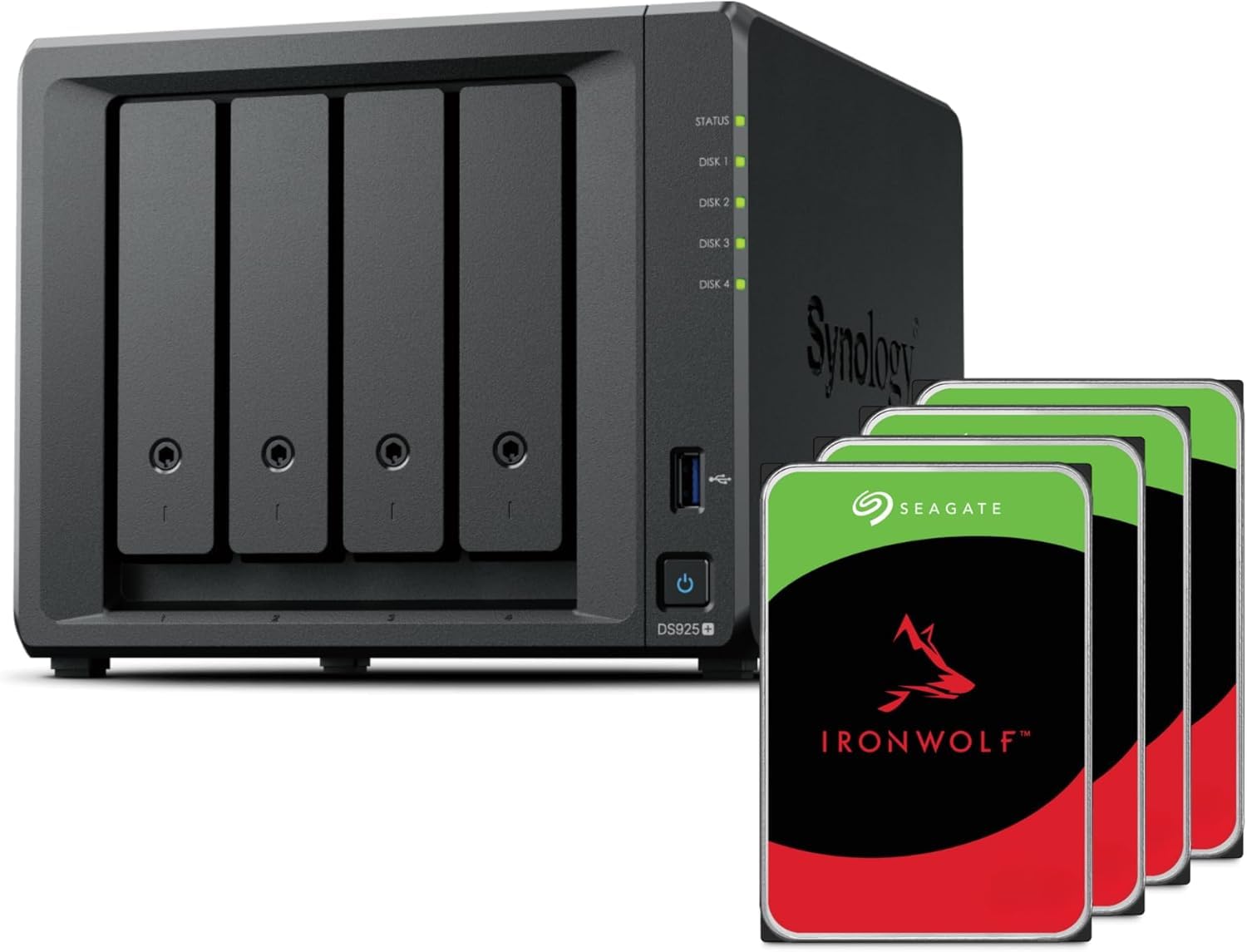 Synology DS925+ Seagate Ironwolf 4X 4TB 4 Bay Desktop NAS 2,5 GbE 4 Go RAM