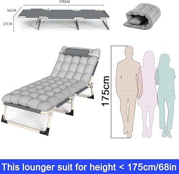 Camping Bed, Adjustable 4-Position Folding Cot Portable Folding Bed Guest for Sleeping Camping Cot Folding Cot for Camping W/Pilllow Mattress for Home Office Nap Beach Travel 150LB