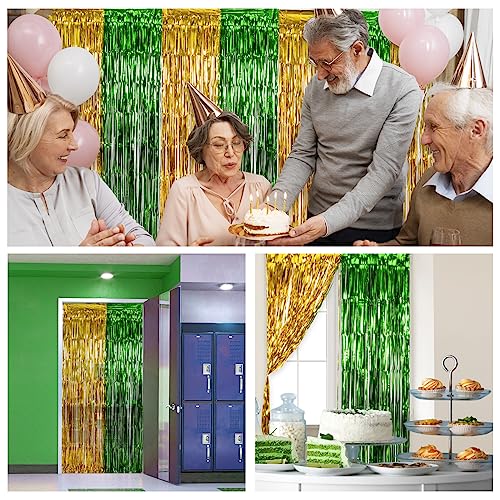 Lolstar 2 Pack Green And Gold Graduation Party Decoration 2023, 3.3X6.6 Ft Foil Fringe Curtains, Tinsel Backdrop, Graduation Photo Booth Prop Streamer Backdrop For High School College University Party #TOP3