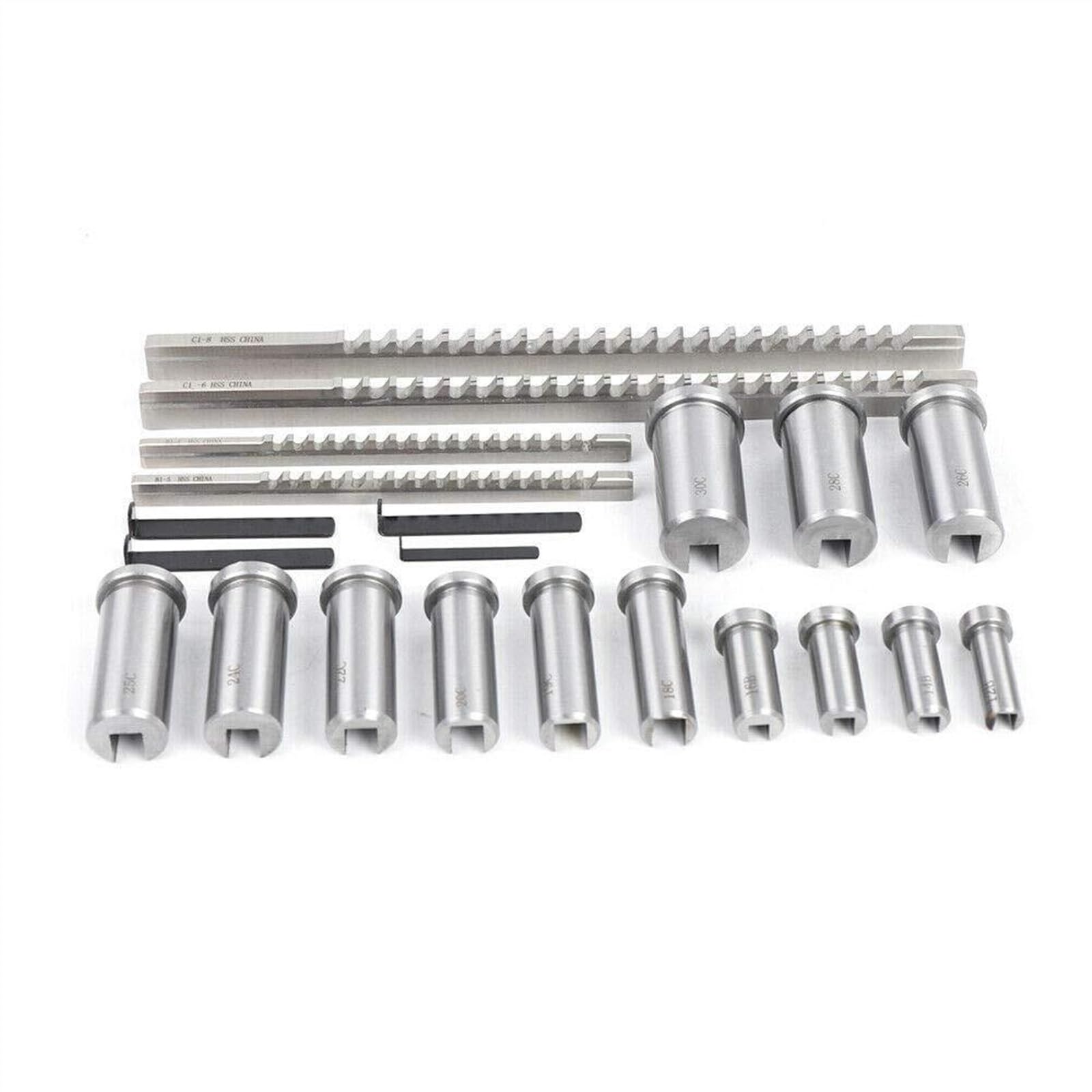 Juegos de brochas para chaveteros Juego de brochas de chavetero de 22 piezas, juegos de cuñas de buje con cuello en caja ajustada, herramientas industriales de metalurgia de Material de acero de alta