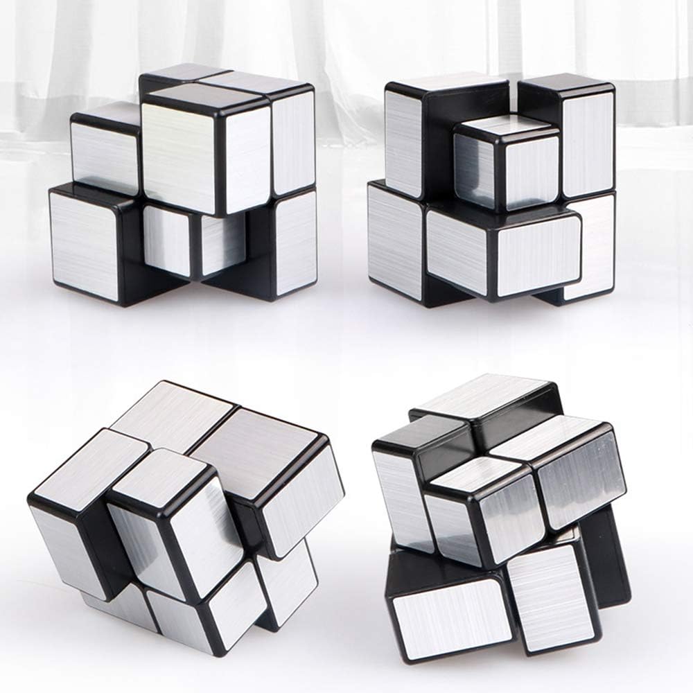 Mirror Cube Set, Mirror Cube Bundle of 1×3×3 Floppy Cube 2×2 Speed Cube 3×3 Windmill Magic Cube 3×3 Mirror Cube and Magic Tower Cube Smooth Cube Brain Teasers Puzzles Collection 5 Pack