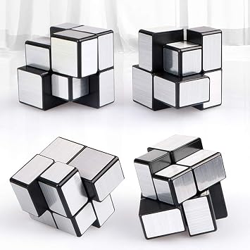 Mirror Cube Set, Mirror Cube Bundle of 133 Floppy Cube 22 Speed Cube 33 Windmill Magic Cube 33 Mirror Cube and Magic Tower Cube Smooth Cube Brain Teasers Puzzles Collection 5 Pack