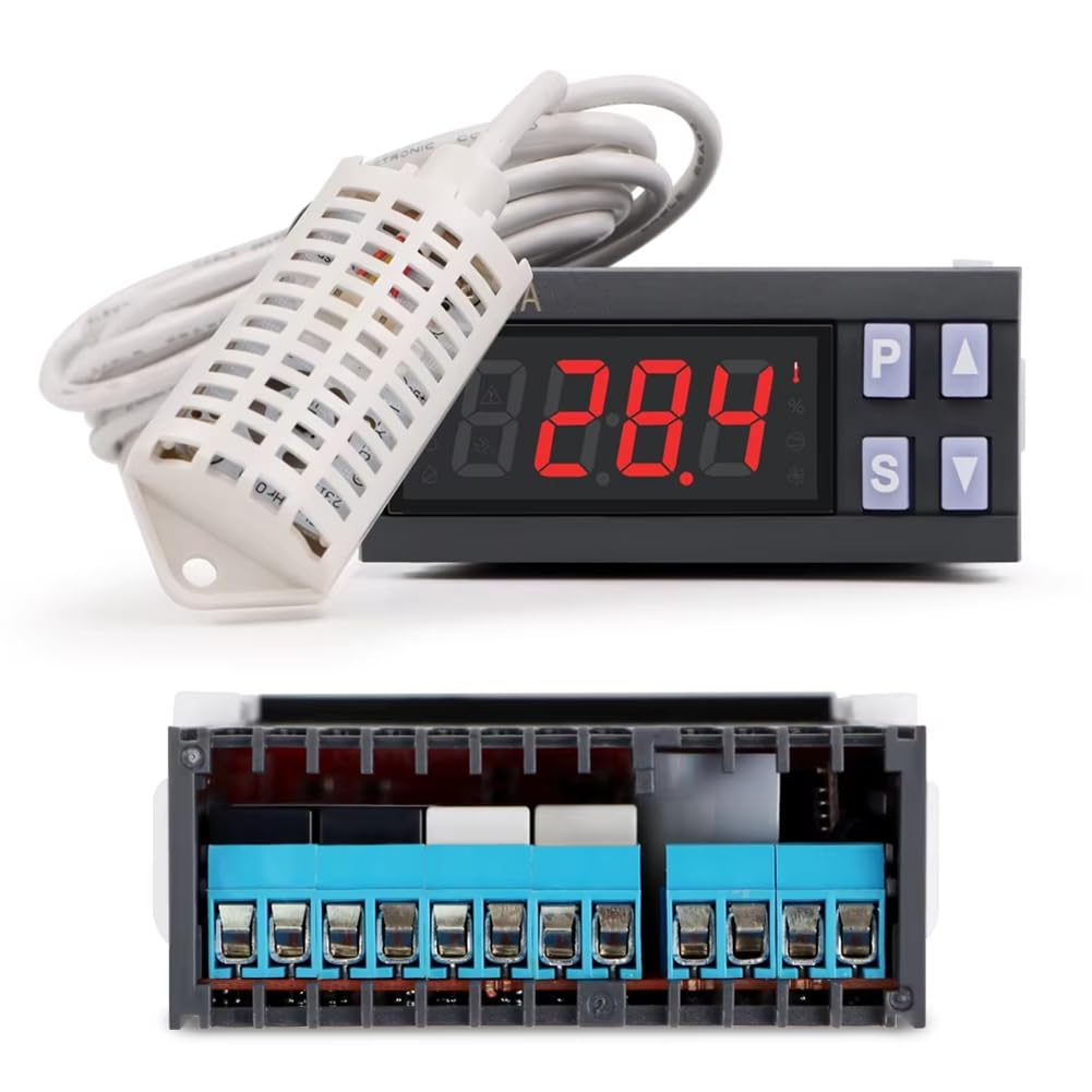 Controlador de Temperatura y Humedad para Incubación 7801A, Termostato Digital, Control de Humedad, Sensor de Temperatura, Control de Incubadora.