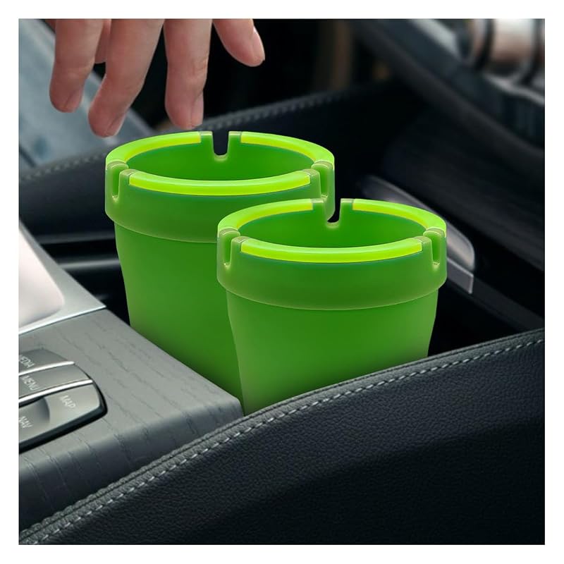 Kit com 2 Cinzeiros Automotivos Portáteis com Tampa e Compartimento para Cinzas GAOLAOSY Verde