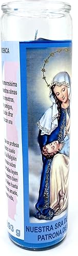 Miniatura 8 de Nuestra Señora de la Providencia veladora de rezo sin fragancia 14 oz vaso grande una pieza vela de oración de una pieza 14 oz de vidrio alto