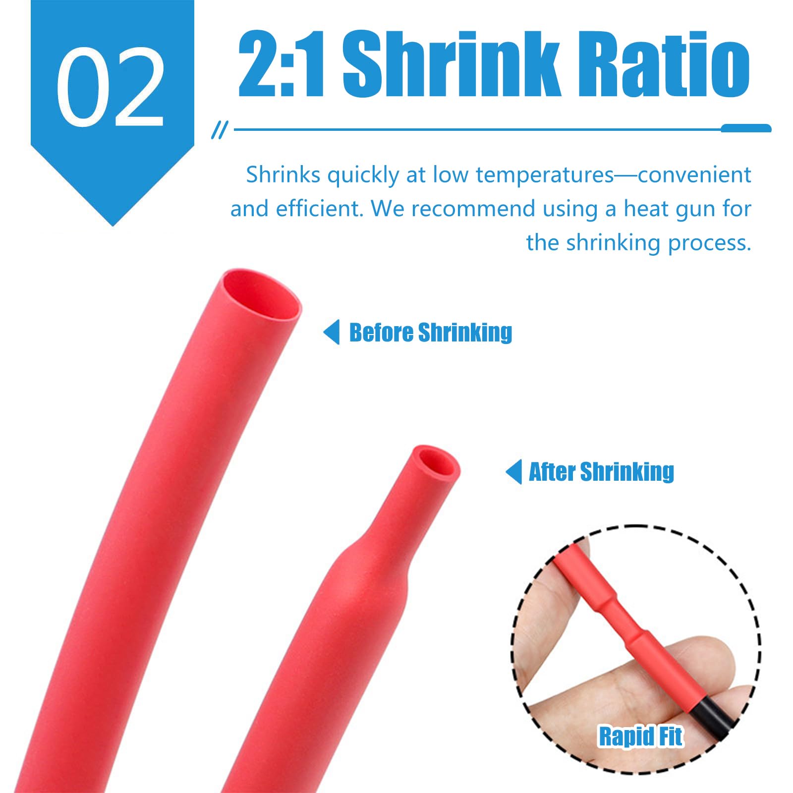 1 rouleau de gaine thermorétractable PE rouge 0,6-2,5 mm 2:1