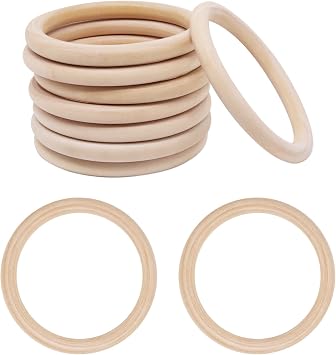 Wooden Rings for Crafting 4inch/100mm, 10Pcs Unfinished Solid Large Wood Rings, Macrame Rings, Wood Rings for Crafts, Wooden Rings for Macrame DIY Pendant and Connectors Jewelry Making