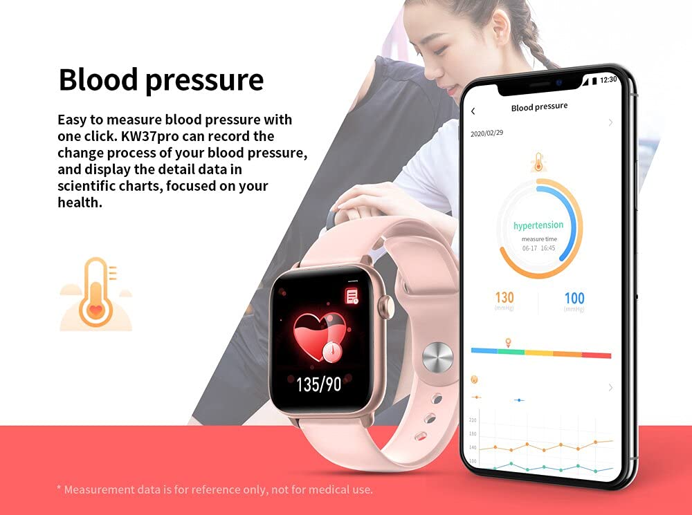 Reloj inteligente, rastreador de actividad física, medición de temperatura impermeable IP68, monitor de frecuencia cardíaca, pulsera deportiva para Android iOS (gris)