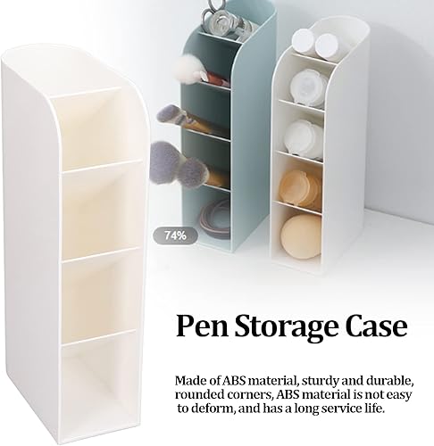 Miniatura 7 de Zerodis Organizador vertical para bolígrafos, organizador de escritorio blanco, soporte para bolígrafos, papelería, multifuncional, bandeja de