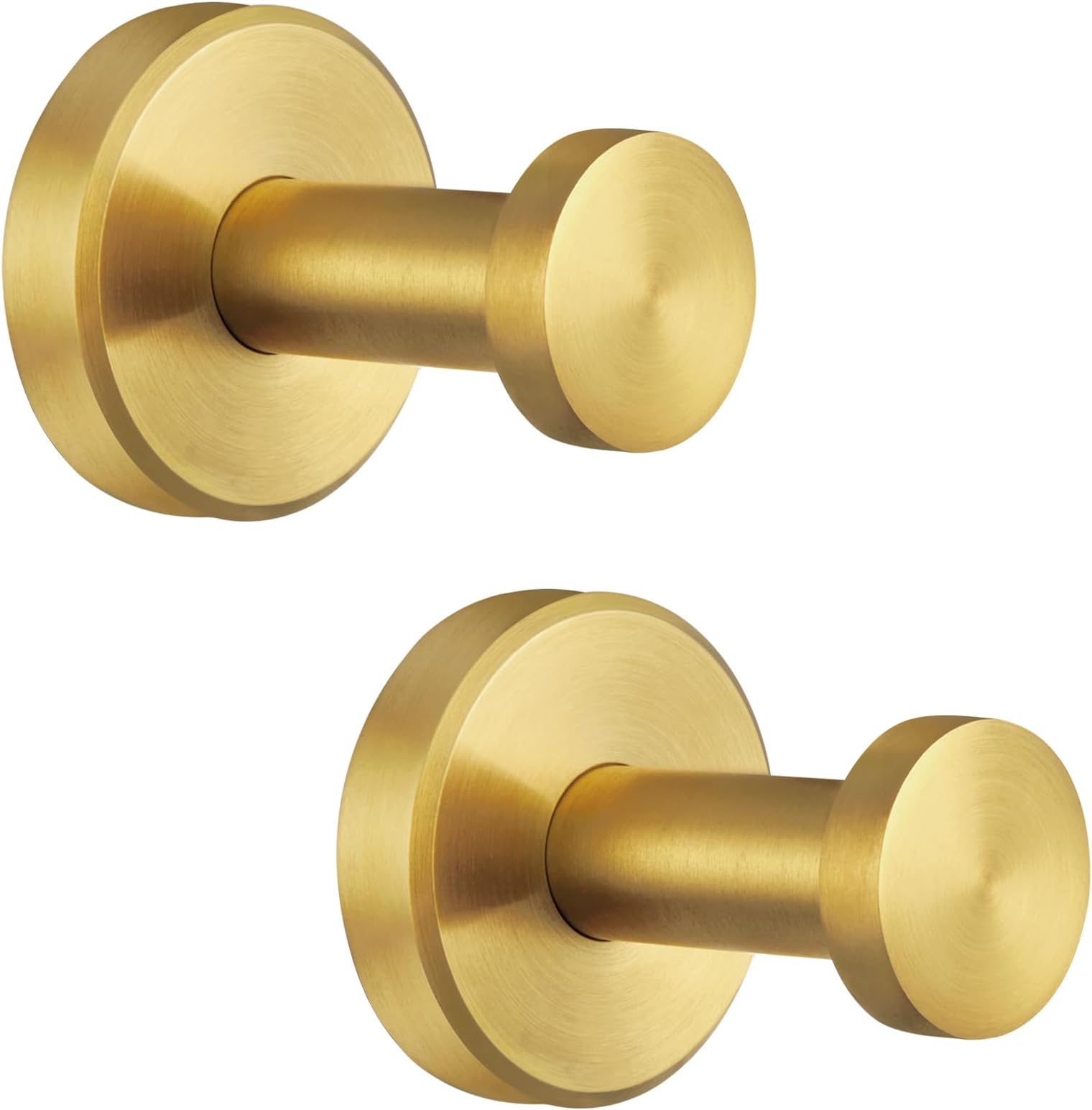 Brushed Gold Bathroom Towel Hooks 2 Pack, 304 Stainless Steel Robe Hooks for Kitchen Garage, Wall Mounted