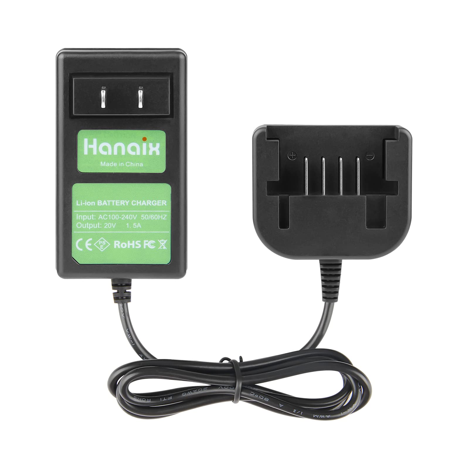 PCC691L Replacement for Porter Cable 20V Battery Charger PCC685L PCC680L PCC681L PCC682L PCC692L PCC699L, Also Fit for Black and Decker LCS1620 20V