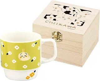 ちいかわ 公式ライセンス うさぎ マグカップ 木製ギフト箱入 大きめ 340ml 径約9×9cm フラワーガーデン 女性 ギフト 誕生日 食器 グッズ 雑貨 黄緑 CKW23-11H