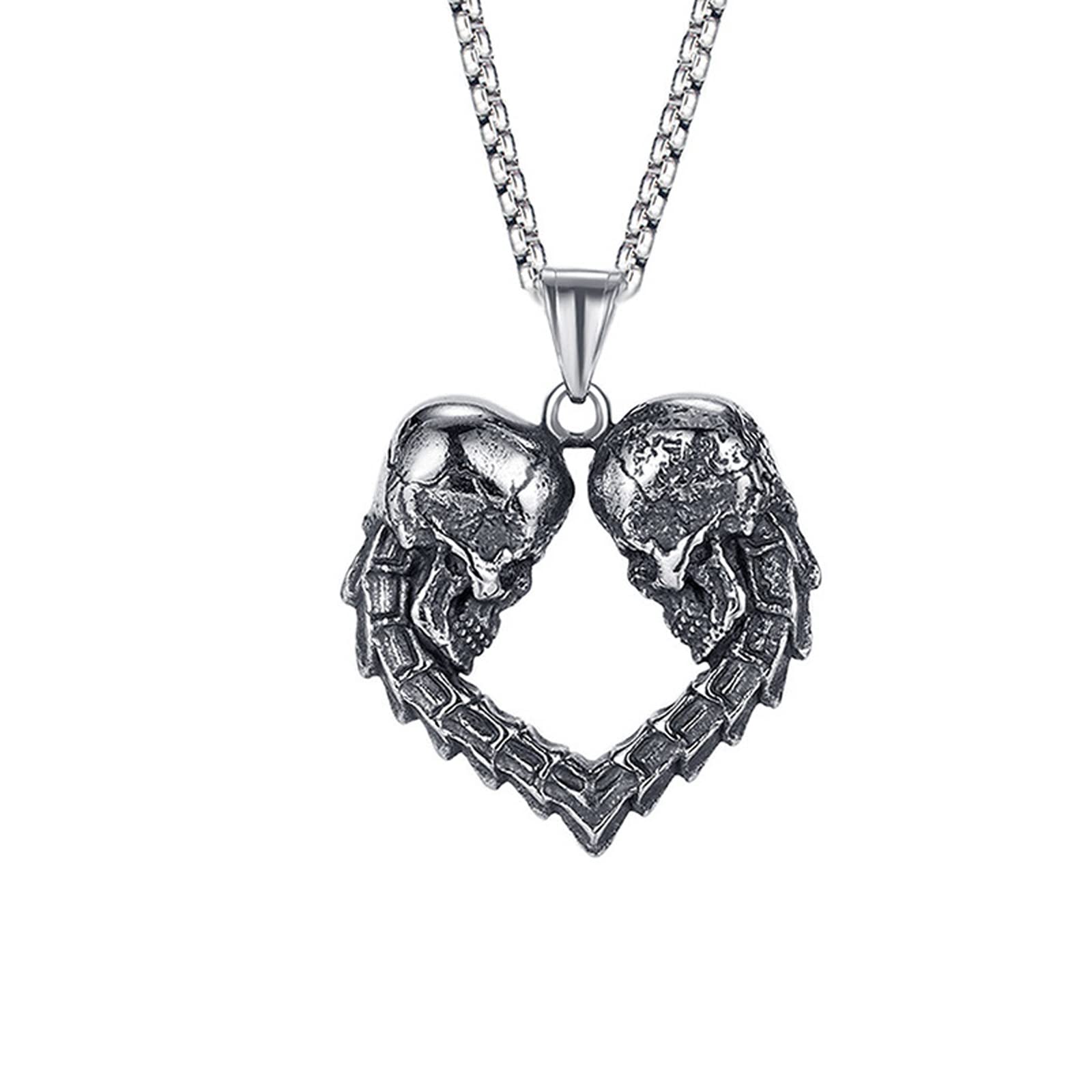 Hcma Men's N518-Loyalty Loyal Love Skull Titanium Steel Necklaces Pendants Punk Gothic For Boyfriend Hip Hop Rock Party Jewelry Creativity Gift