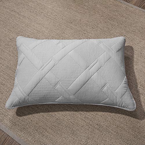 Tache Solid Light Grey Silver Soothing Pastel Soft Cotton Geometric Diamond Stitch Pattern Lightweight Quilted Bedspread 3 Piece Set, King #TOP6