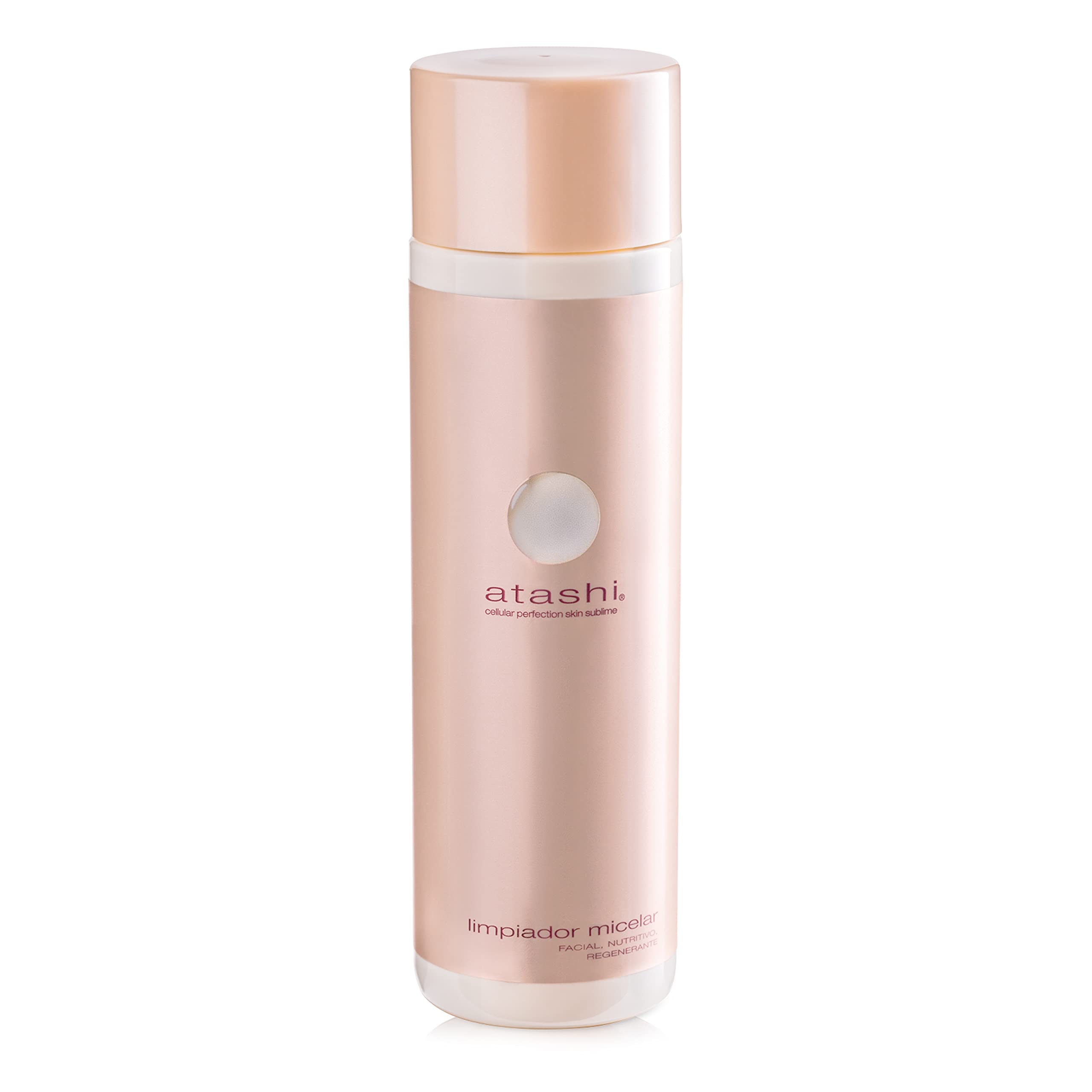 Atashi Firmeza y Luminosidad, Limpiador Micelar Facial Nutritivo Regenerante, Limpia, Renueva, Hidrata e Ilumina, Con Edelweiss, Vitamina C y Ácido Glicólico, Apto Piel Sensible, 250 ml