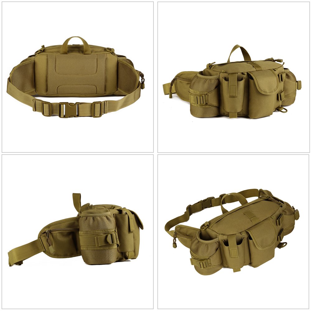 Huntvp Marsupio con Porta Borraccia Marsupio Uomo Sportivo Militare per Trekking Ciclismo