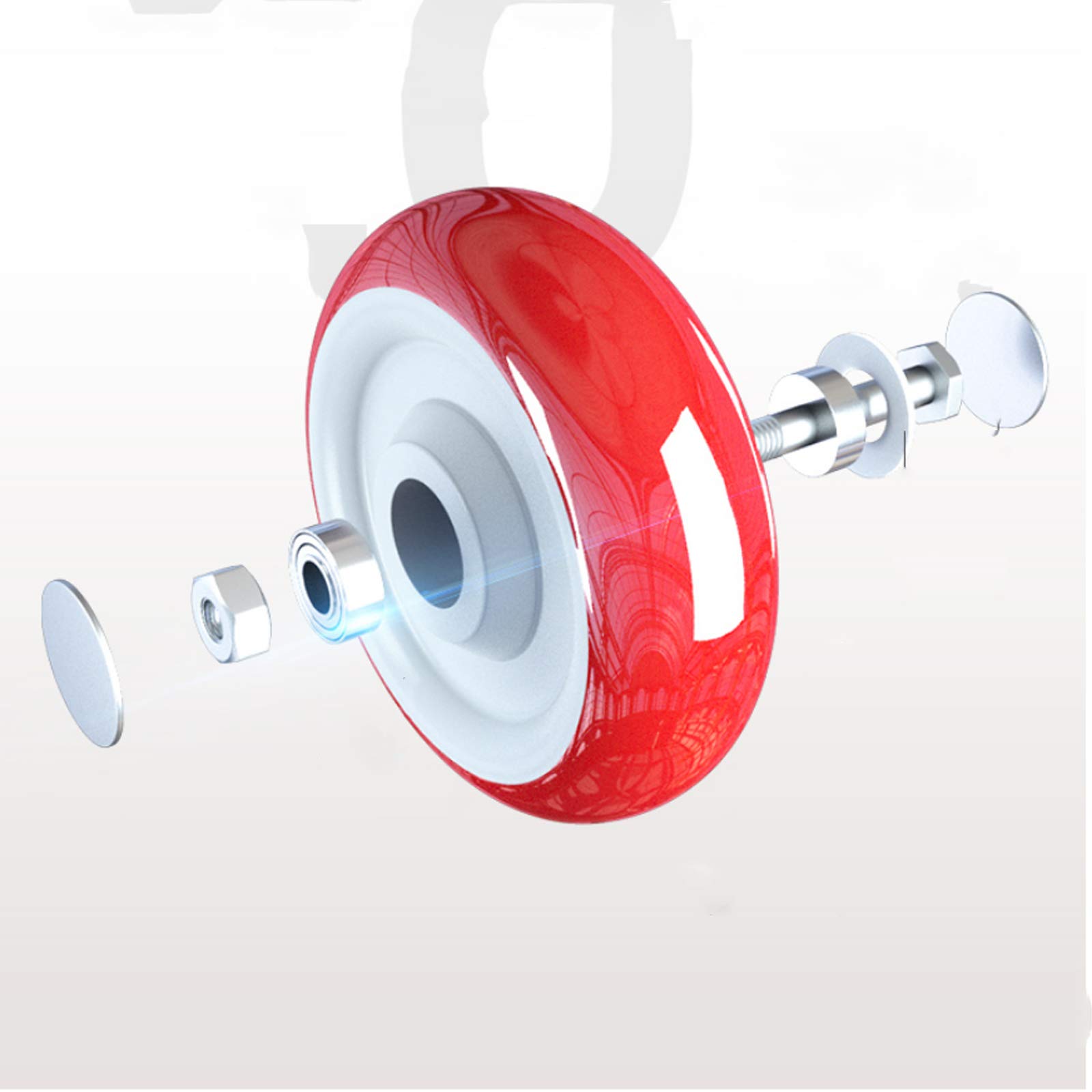 Ruote girevoli per mobili Resistenti, Portata 180 kg, Ruote piroettanti in Poliuretano Rosso con Piastra, Diametro 4" (100 mm), Ruote piroettanti con Freno per carrelli e mobili.