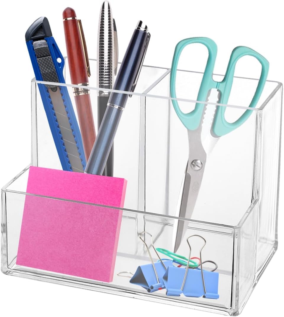 Frances Acrylic Pen Holder for Desk,Modern Pencil Holder for Office, School Supplies, Home, Art Stationery,Makeup Brush Holder