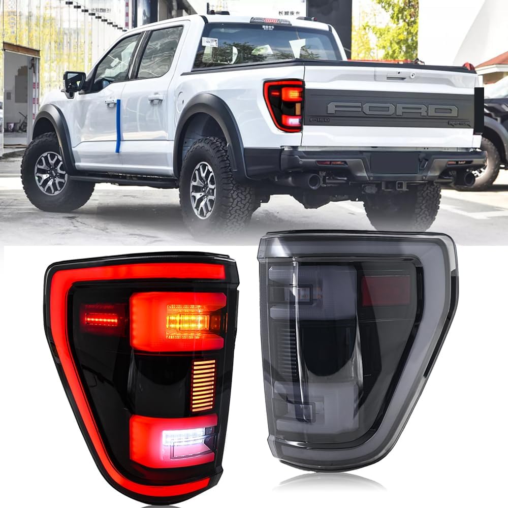 Tail Light For Ford F150 F-150 XL STX 2021-2024 without Blind Spot LED Running Brake Stop Rear Lamp Backup Smoke Lens Taillight Assembly Driver&Passenger Side(1 Pair)