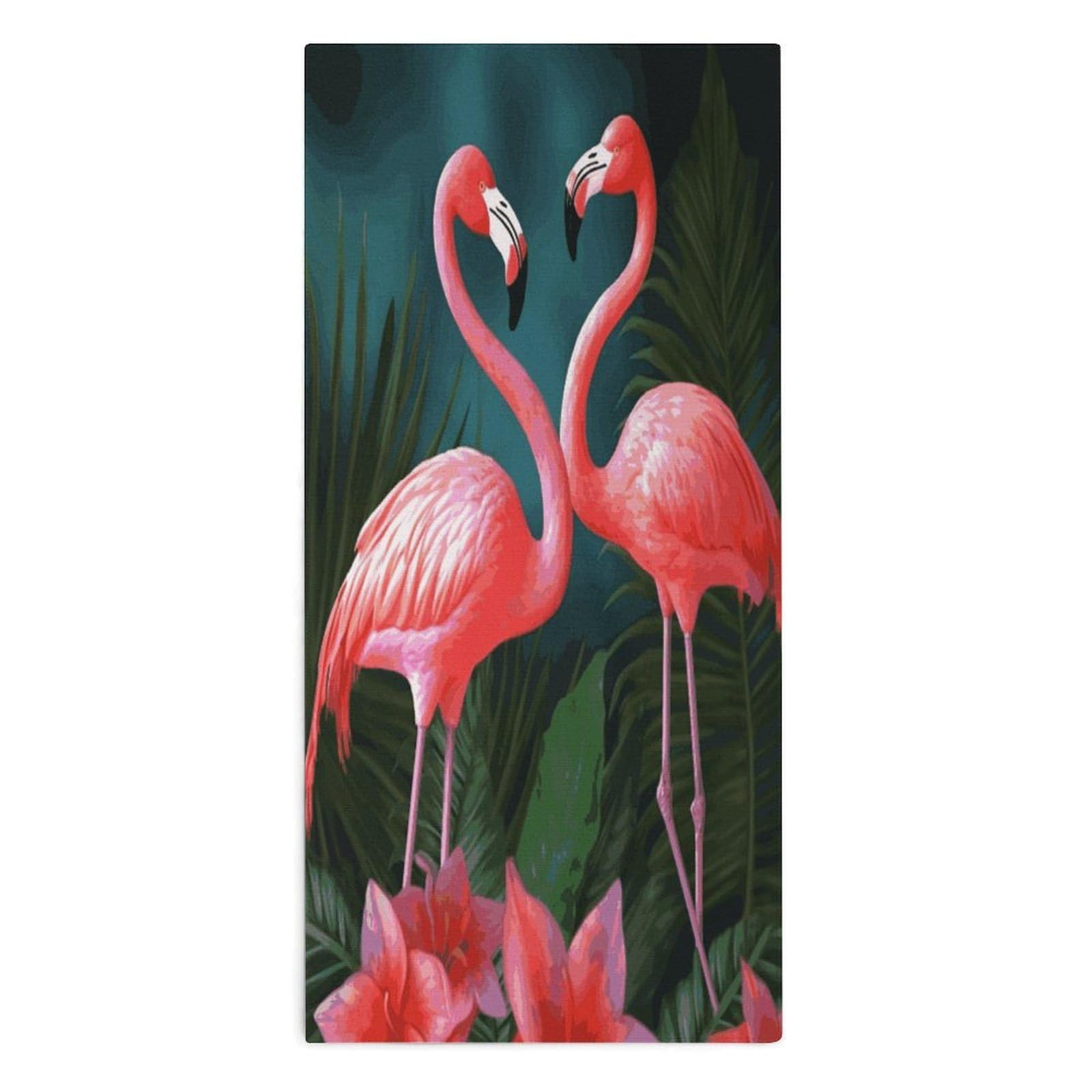 Fodpand Style Flamingo Flowers Microfiber Towels, Decorative Bath Towel Soft & Lightweight, Hand Towels Multipurpose Use For Bathroom, Pool, Gym, Spa, And Hotel Use