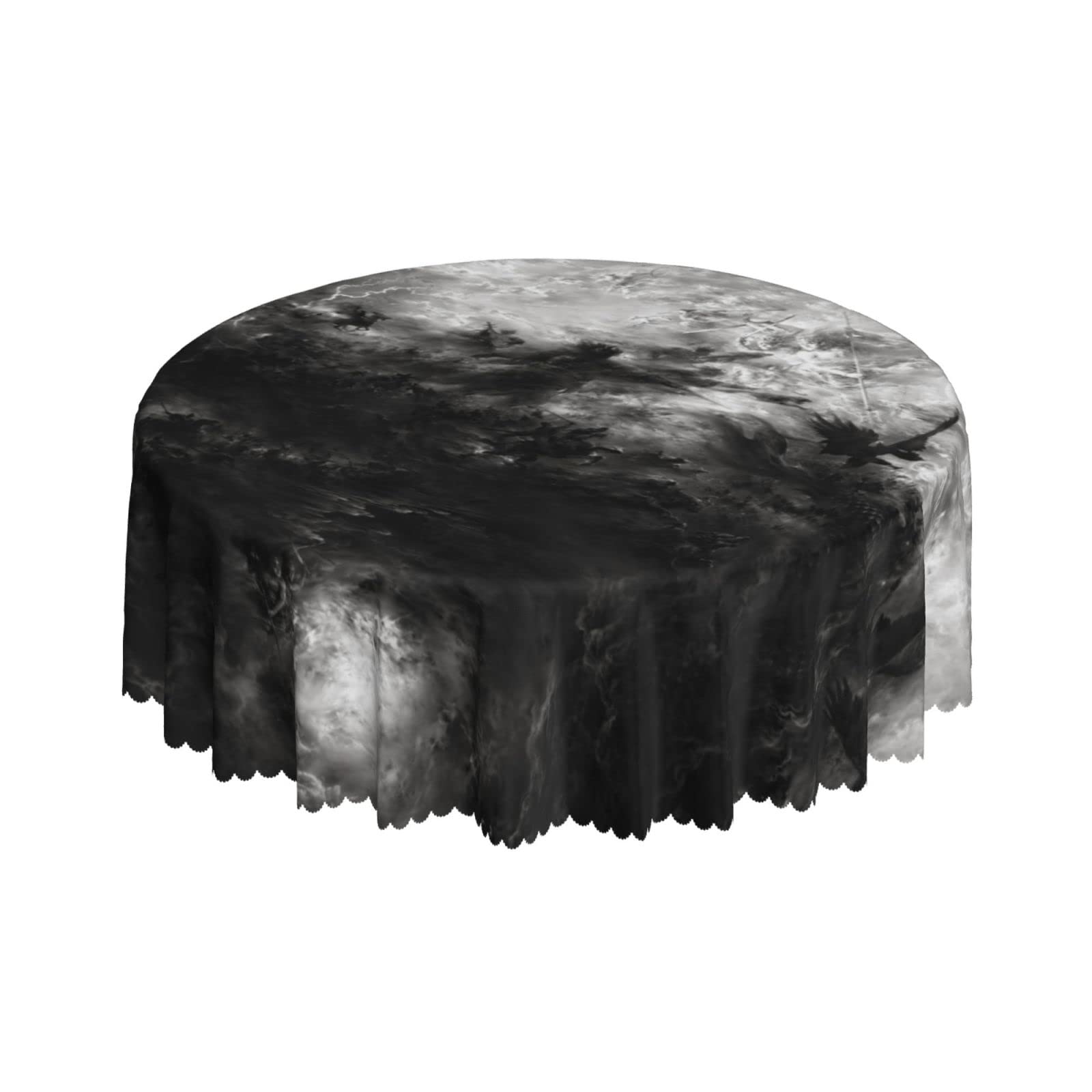 Lsjuee Yin Yang Abstract Black White Round Tablecloth 60 Inch Printed Washable Tablecloth for Dining Party Holiday Fall Home Decorative