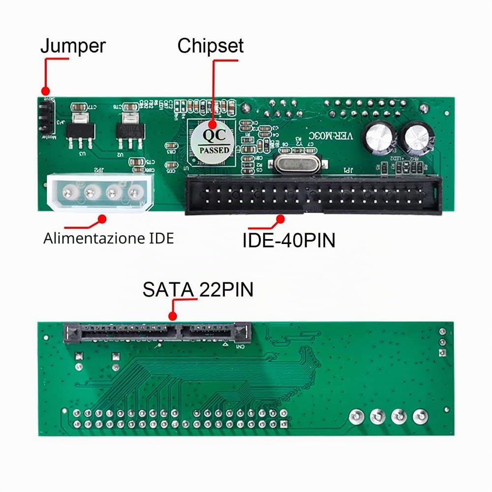 Adattatore convertitore per scheda madre da disco SATA a IDE/PATA a 40 pin, PCBA, per computer desktop e disco rigidi da 2,5 e 3,5 pollici