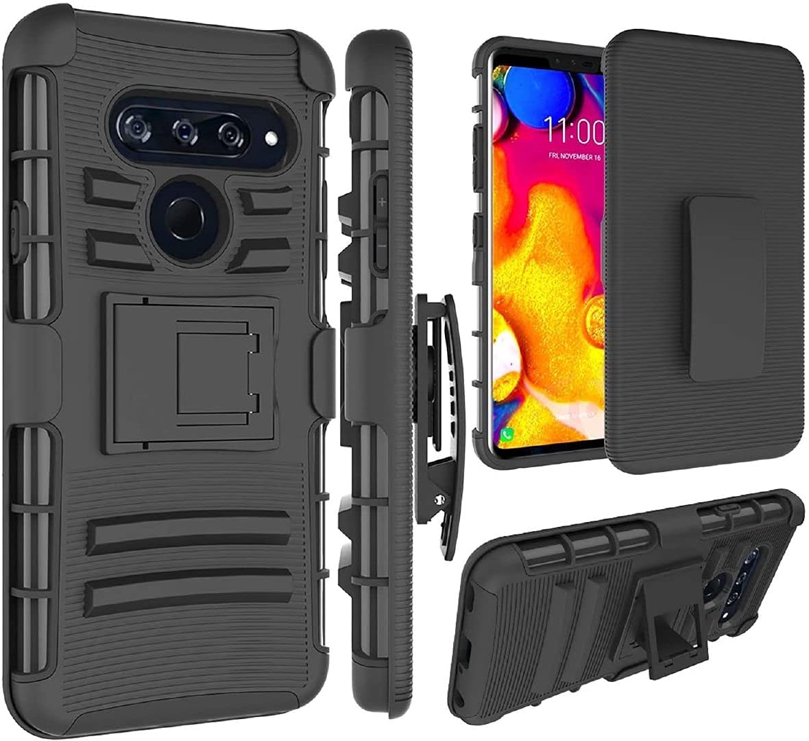 Jeylly Compatible with LG V40 ThinQ Case, Glitter Bling Luxury Crystal Dual Layer Shockproof Hard PC Soft TPU Inner Protector Case Cover for LG V40 ThinQ/LG V40 - Black