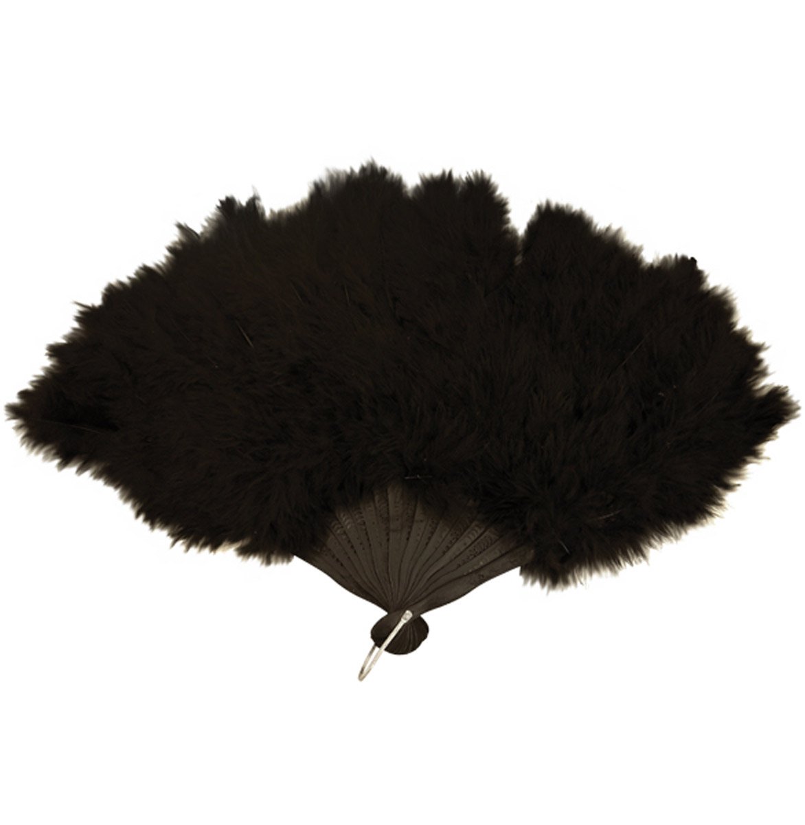 labreeze Feather Hand Fan Black Red White Burlesque Showgirl Hen Night Accessory (Black)