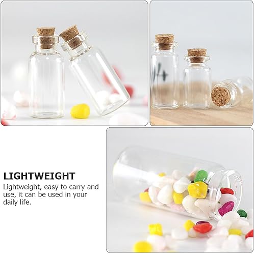 Miniatura 4 de EXCEART Terrariums - 100 botellas de vidrio con tapón de corcho de 0.1 fl oz, recipientes transparentes, pequeños frascos de vidrio, frascos de