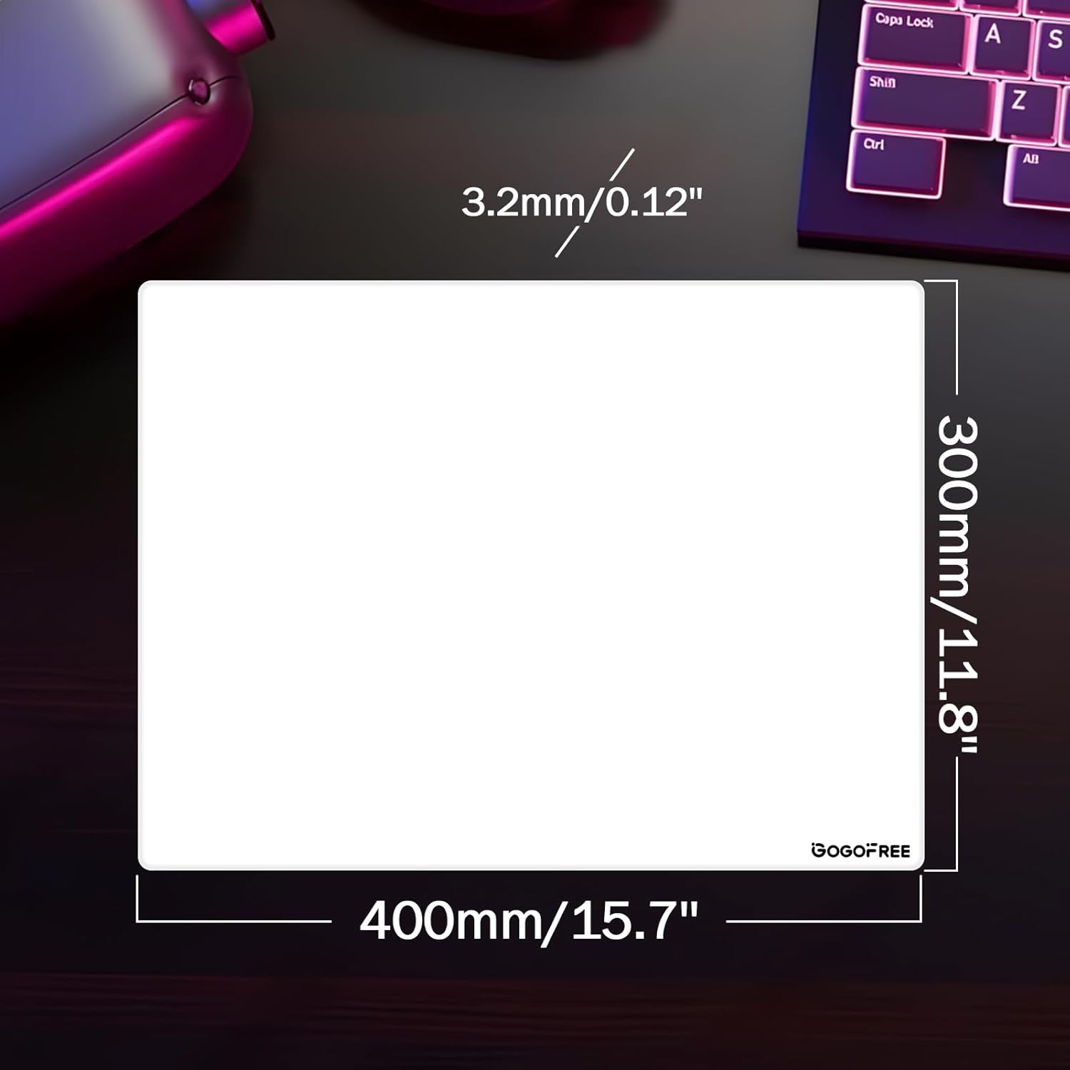 Glass Gaming Mouse Pad, Professional Esport Tempered Glass Mouse Pad Ultra-Smooth Micro-Etched Surface for Top Speed and Control,Hard Mousepad White (15.7'' x 11.8'')