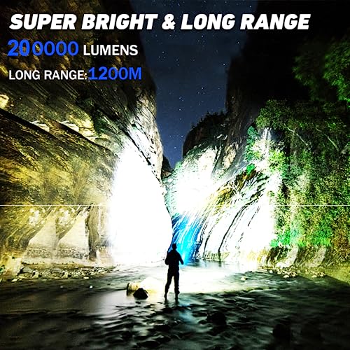 Alstu Rechargeabe Led Flash Light High Lumens - 200000 Lm Brightest High Powered Flashlight, 5 Modes With Long Runtime, Ipx6 Waterproof With Cases For Camping, Emergency #TOP1
