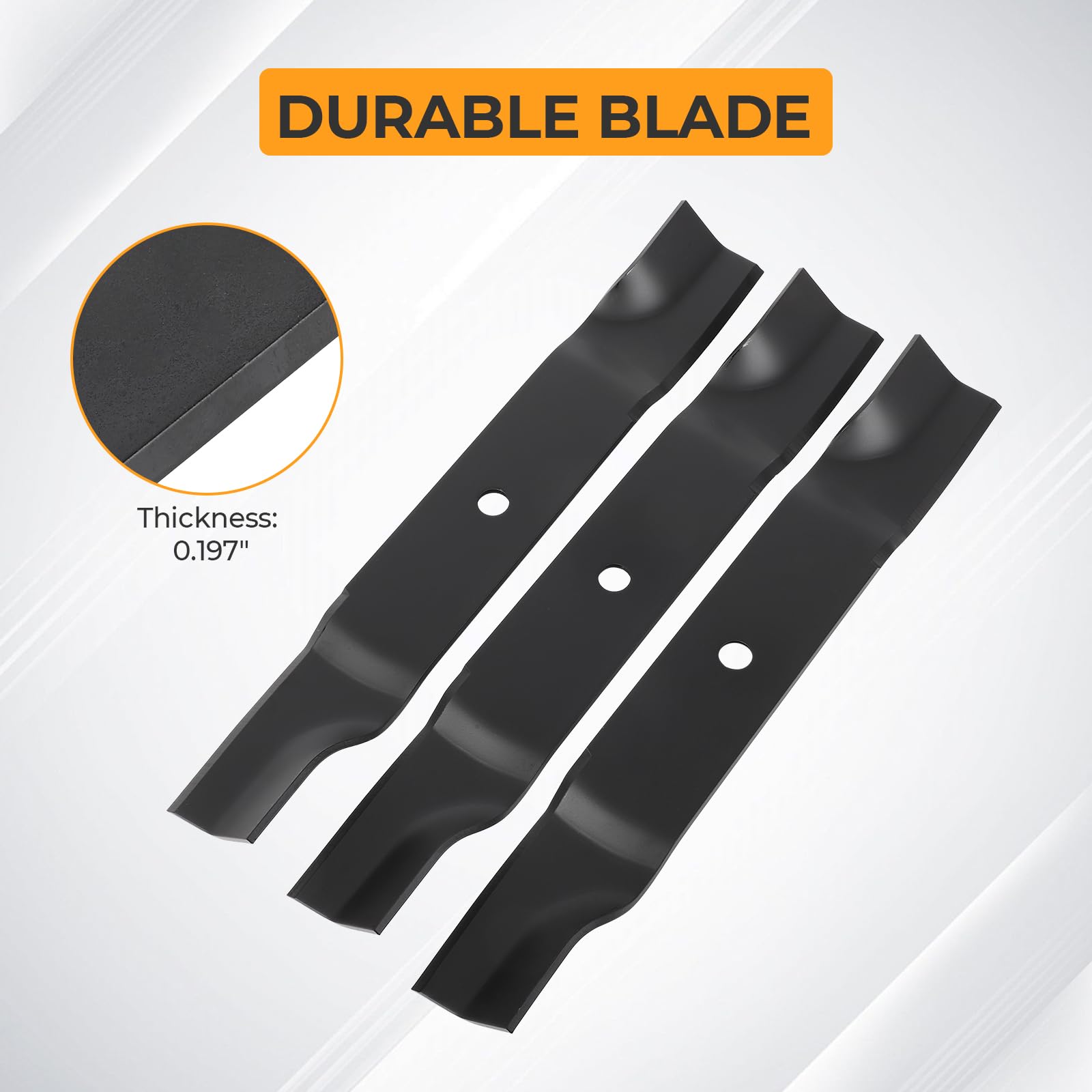Kit de cuchillas para cortacésped Cub Cadet Cad: DS60, M60-CT, M60-KH, M60-KH ROPS, M60-KHEFI, M60-KW, M60-KW LC, M60-KW ROPS Número de pieza de repuesto 742-04415, color negro