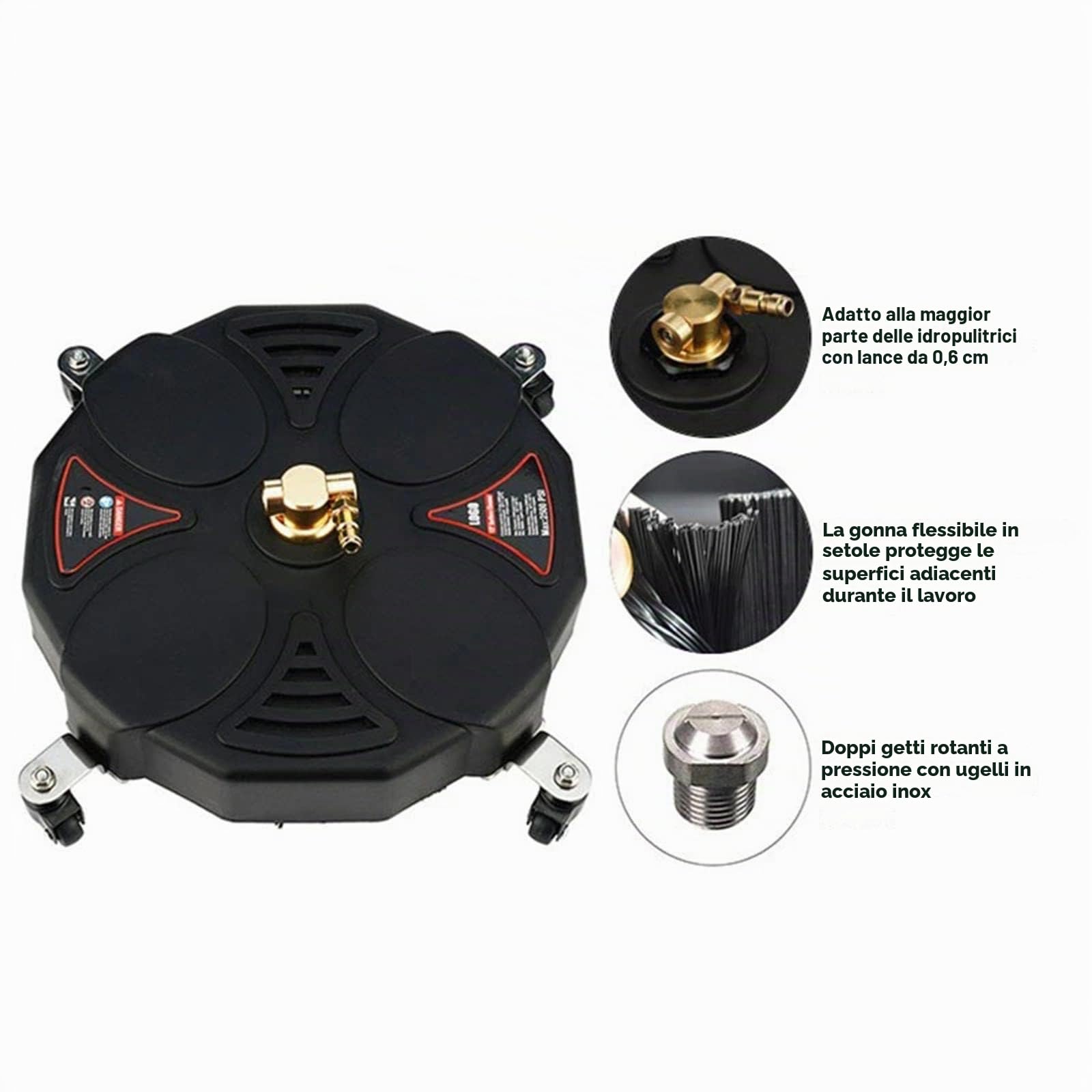 perfk 33 Cm Idropulitrici, Idropulitrice con Ruote di Rullo a 360 Gradi, Lavapavimenti per Idropulitrici, Pressione Massima 2500 Psi, Compatibile con Il Raccordo a Connessione Rapida Standard da 1/4