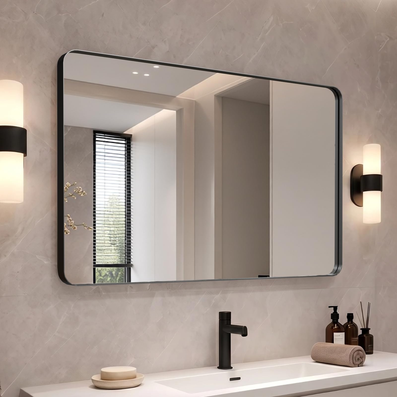 36"x24" Bathroom Vanity Mirror for Wall Aluminum Framed Farmhouse Rectangle
