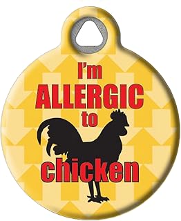 Dog Tag Art Medical-Alert Tag, Custom Pet ID Tags for Dogs and Cats, Personalized Dog Tags with Customized Identification Information - I'm Allergic to Chicken - Large