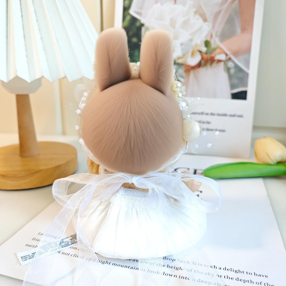 Clothes Set for 6-7in Popular Blind Box Monsters, Flower Fairy Skirt & Pearl Headdress Doll Accessories Suit, Cute and Personalized LBB Doll Dress-Up Set (White Bud Skirt)