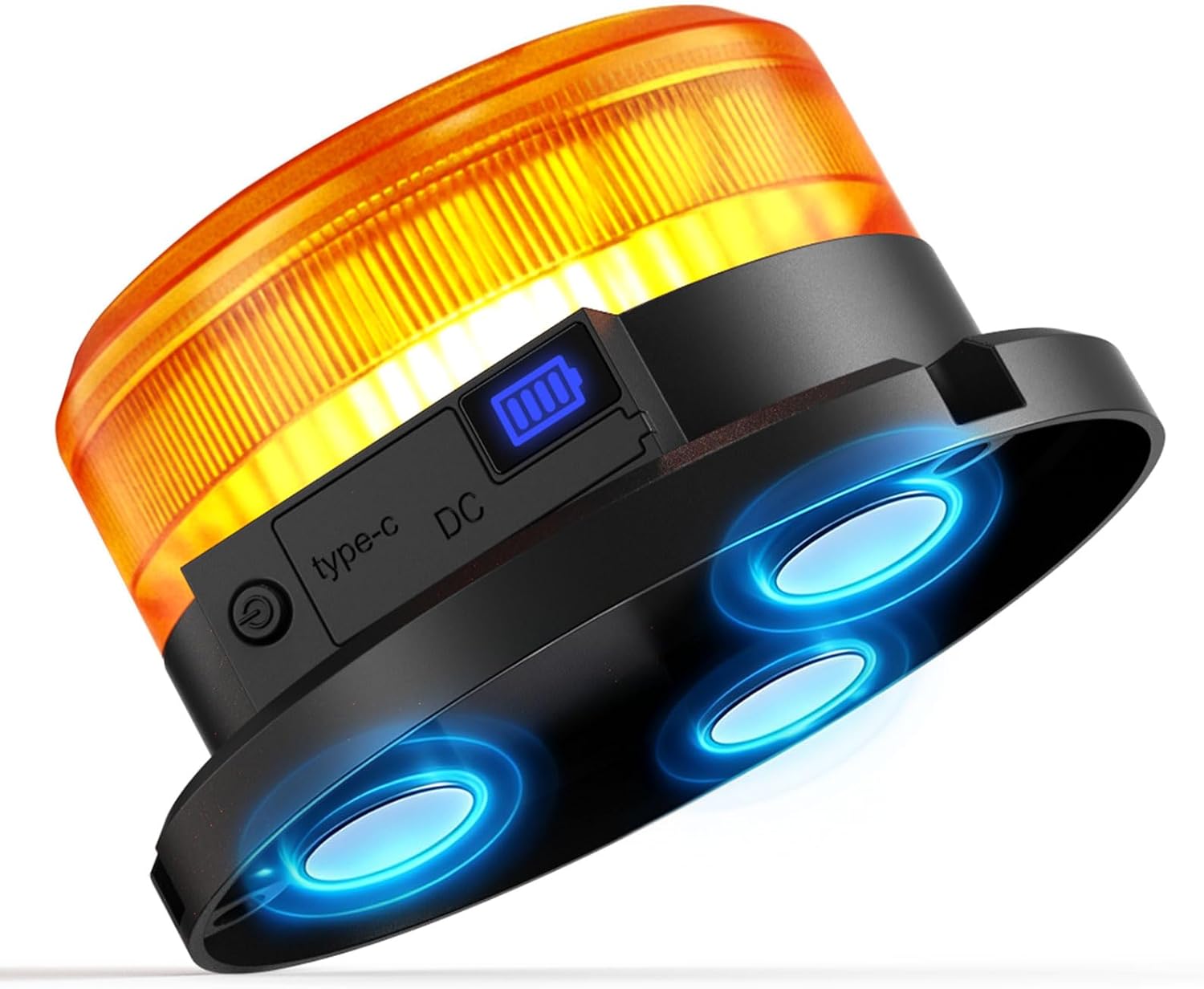 AnTom Magnetic Wireless Strobe Light Amber, USB-C Rechargeable Safety Warning Flashing Light 24 LED with 9 Modes, Waterproof Emergency Beacon for Trucks, Vehicles