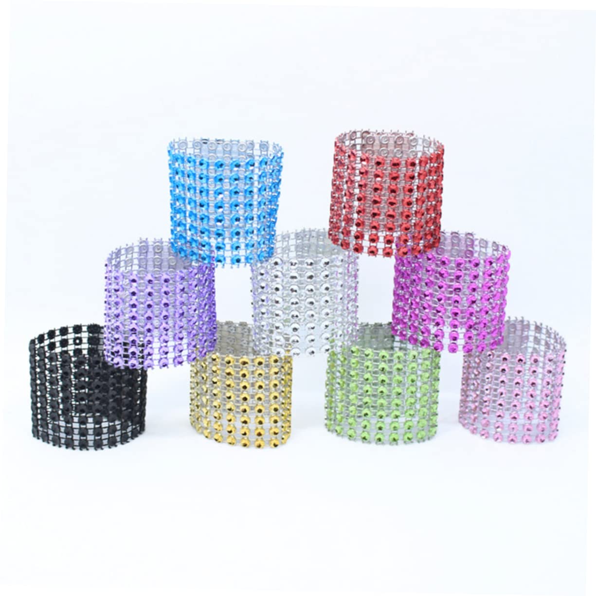 Set 6 Portatovaglioli In Cristallo Con Strass Blu - Eleganti E Scintillanti Per Matrimoni, Cene E Addii Al Nubilato
