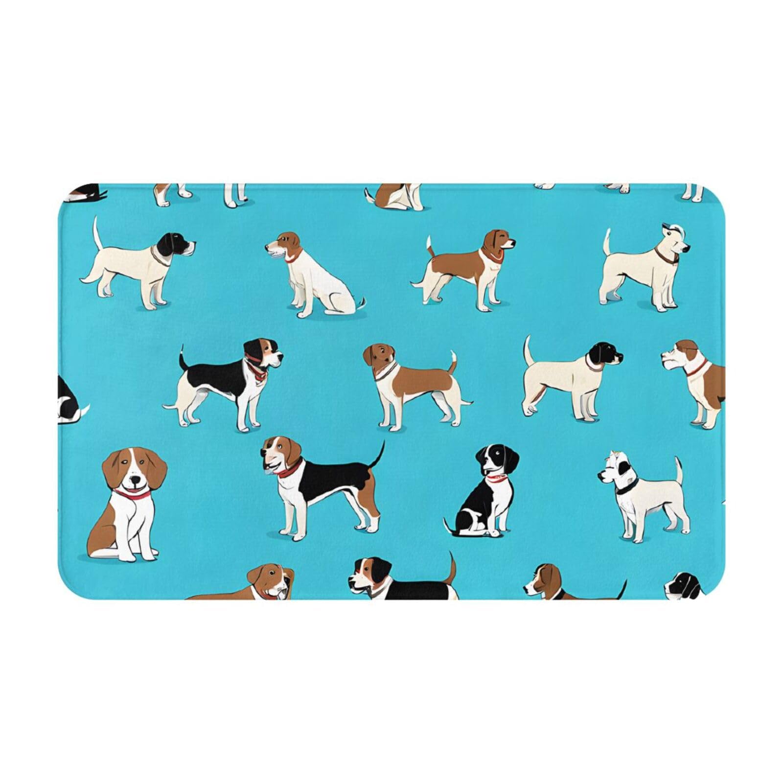 Cartoon Beagle Dog Print Living Room Bathroom Kitchen Anti Slip and Absorbent Carpet, Indoor Entrance Door Muddy Floor Mat, Ultra Soft Washable Carpet 21x31.5 Inches