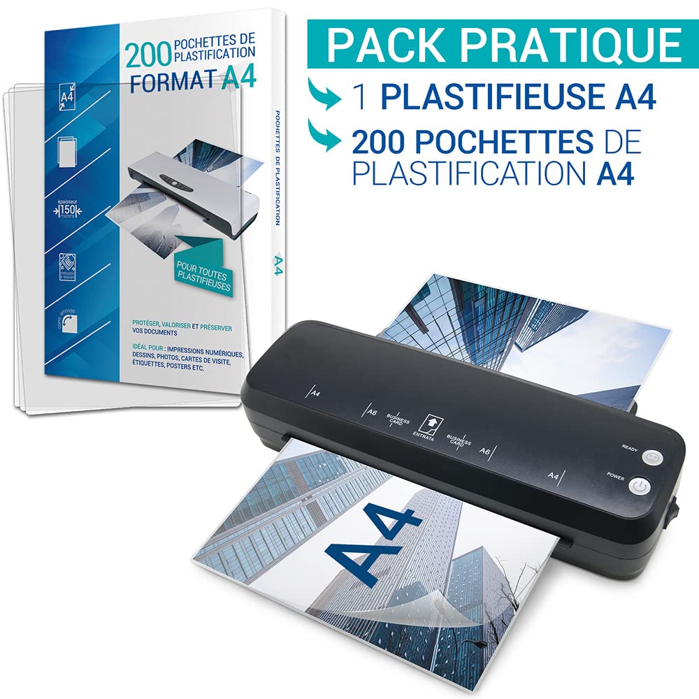 Plastificatrice A4 A5 A6 A7 compatta e veloce con 200 buste A4