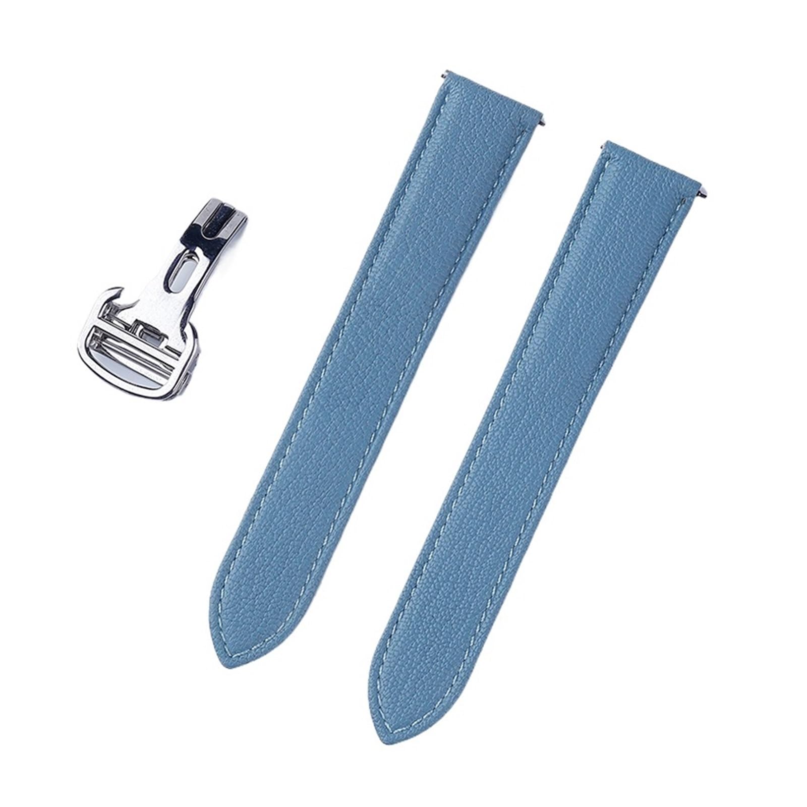 Générique FYXT Bracelet de montre de rechange compatible avec le bracelet de montre en cuir véritable Tank London 17 mm 18 mm 19 mm 20 mm 22(Linen Blue,13)