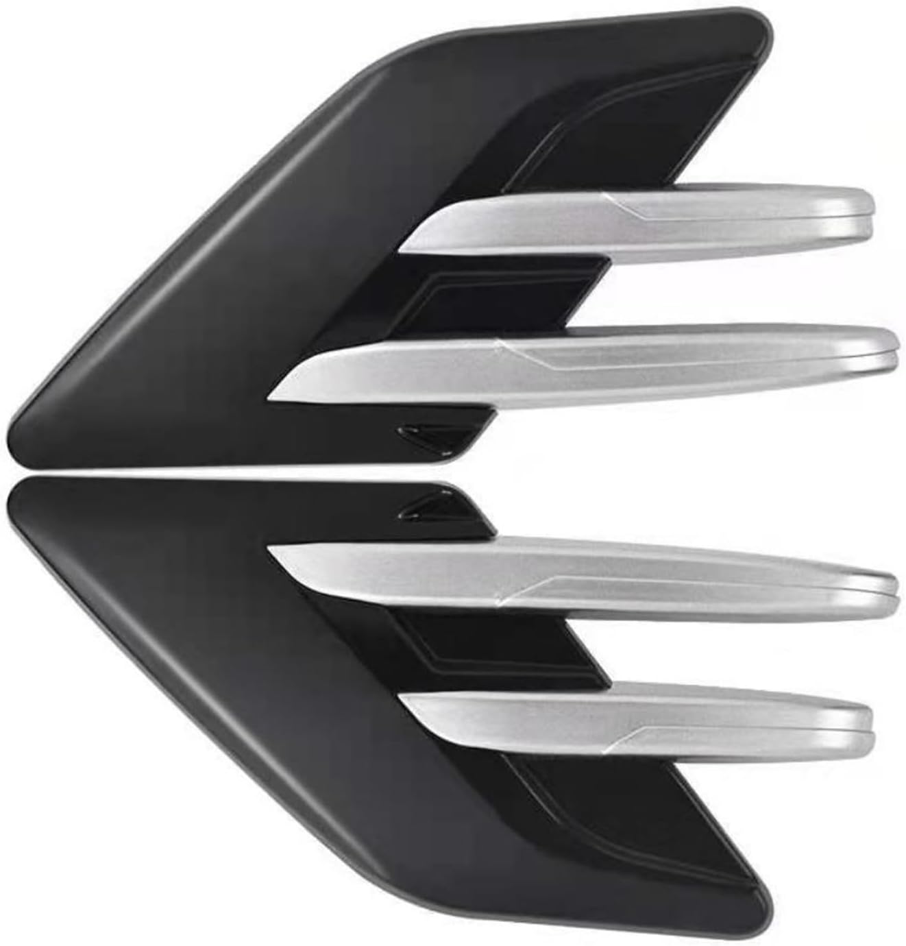 Auto parts The new car air outlet Hood decoration stick side air outlet retrofit Shark Gill simulation air outlet Universal Car hood vent(Black+Silver)