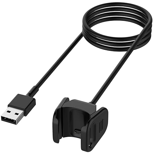 Cargador de reloj inteligente compatible con cargador Fitbit Charge 4, 1 paquete de 3.3 pies de repuesto de cable de carga USB de 3.3 pies, clip de