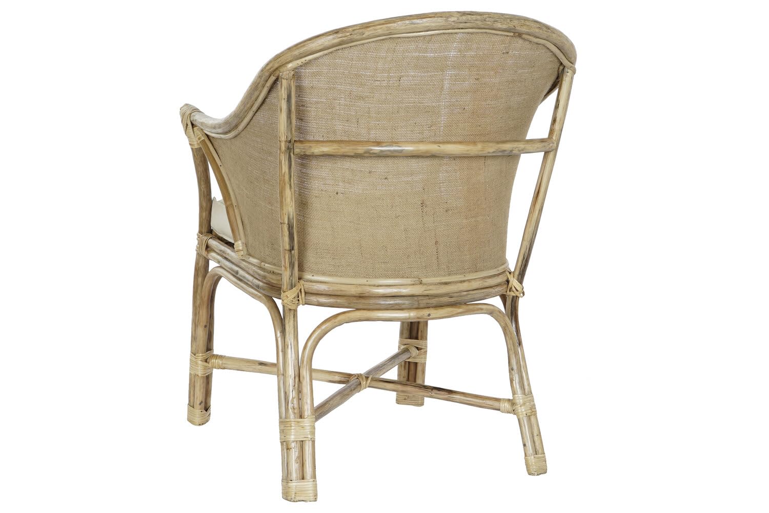 Sillón Algodón con Marrón Blanco Ratan Algodón 63x66x88 cm