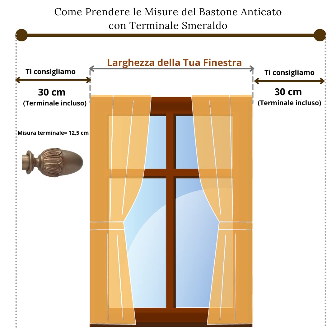 TENDAGGIMANIA ® Tringle a Rideau en Vrai Bois Italien - Personnalisable - Diamètre 35 mm - Mouvement a Corde avec Anneaux - Modèles et Finitions Antique - Couleur Beige perlé, 200 cm