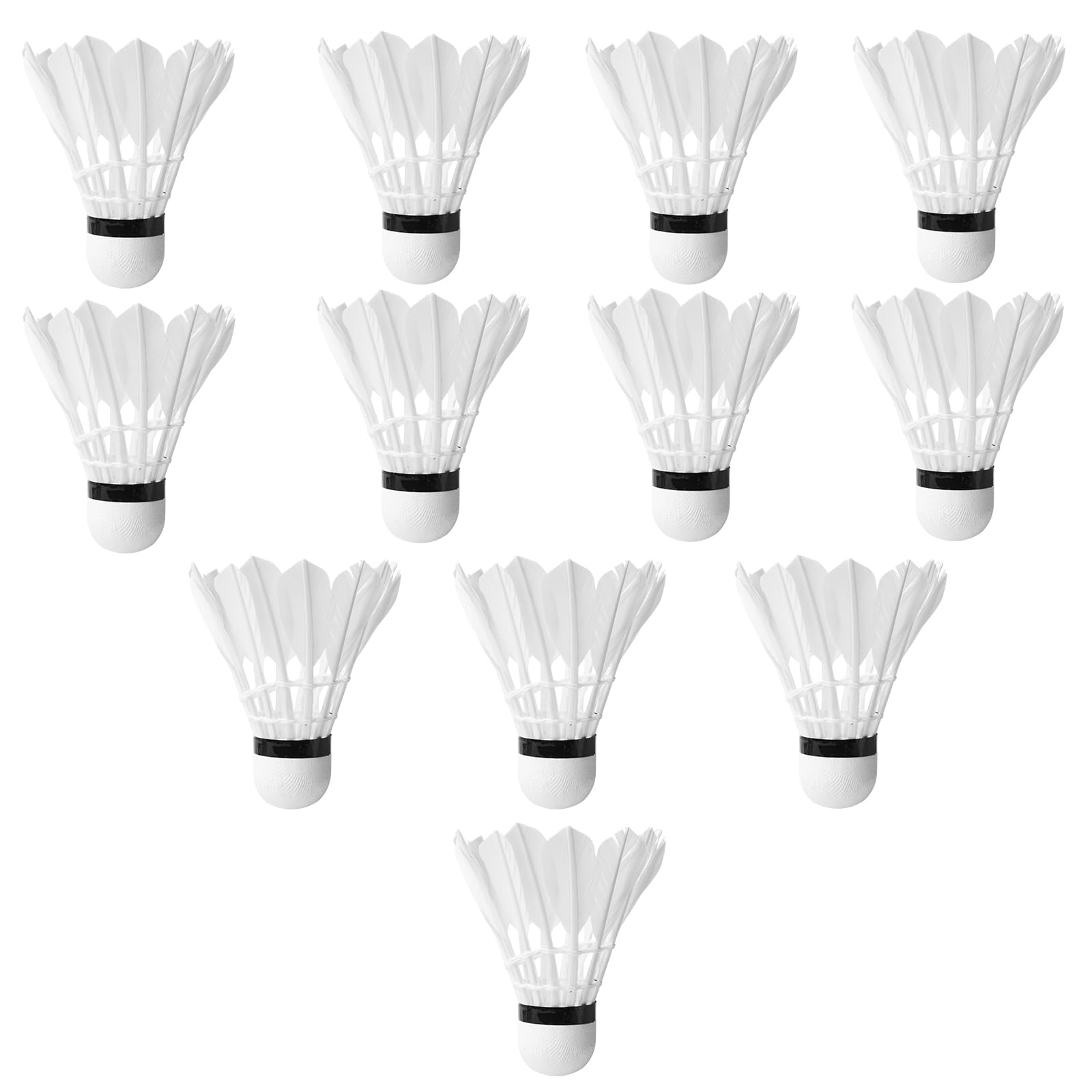Nizirioo Lot de 12 balles de badminton : volants en plumes d'oie avec tête en liège, entraînement sportif à haute vitesse pour le jardin, volant de badminton en plume d'oie pour le sport extérieur et